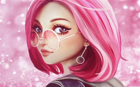 Check spelling or type a new query. Cute Girl Pink Hair Sunglasses Digital Art Drawing Ultra ...