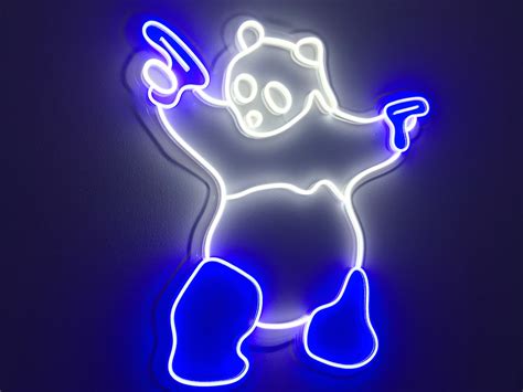 Panda Led Neon Sign Animal Sign Panda Light Gangsta Panda Etsy