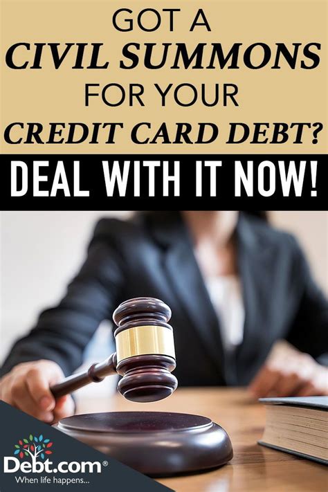 Once a summons has been received, it should never be you can successfully defend yourself against debt collectors and creditors without having to pay an attorney, if you have complete information about legal implications of credit card lawsuits. How to Answer a Civil Summons for Credit Card Debt - Debt.com | Credit cards debt, Debt, Debt ...