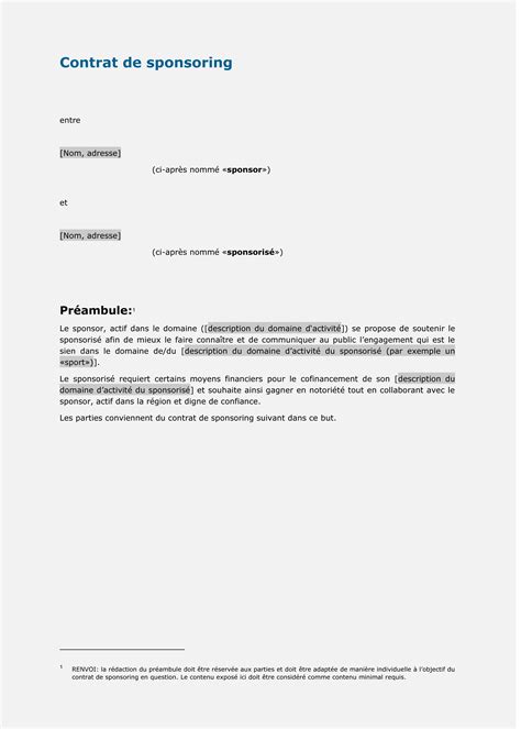 Modèle De Contrat De Sponsoring