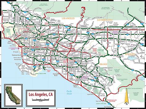Los Angeles Kaart Wereld Vogels
