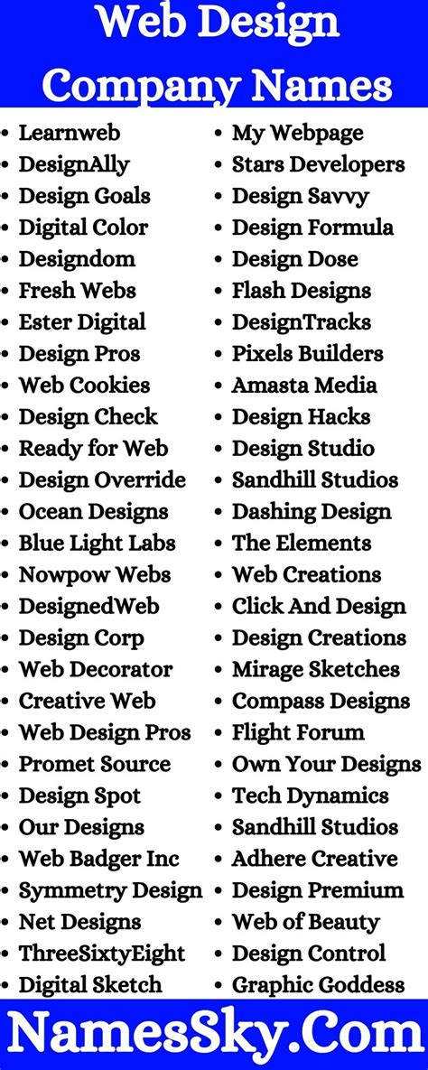 Best Client Friendly Web Design Company Names Ideas