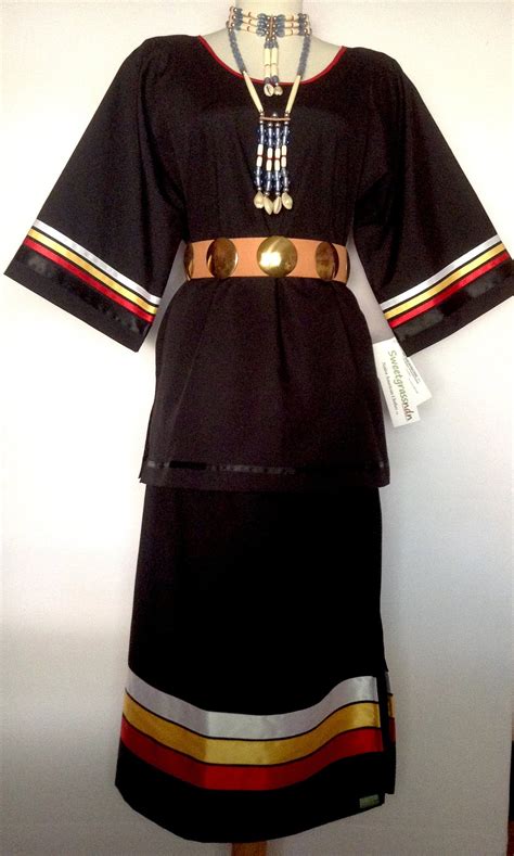 Native American Traditional Ladies Pow Wow Black Ribbon Etsy Native American Clothing