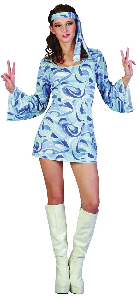 Adults Hippie Flower Power Costume Hippy 60s 70s Fancy Dress Party Ebay