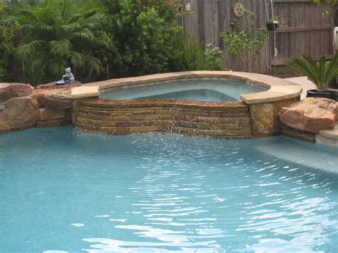 Custom Spa With Stacked Stone Spillway Pool Water Features Custom