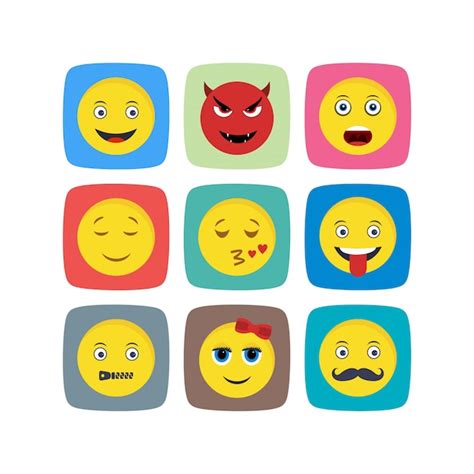 Hoja De Iconos Emoji Aislada Sobre Fondo Blanco Vector Premium