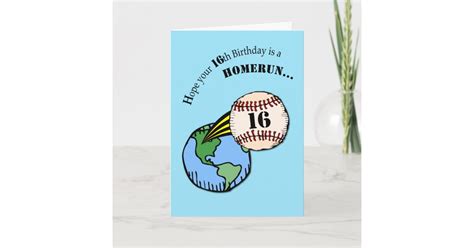 16th Birthday Baseball Home Run Card Zazzle