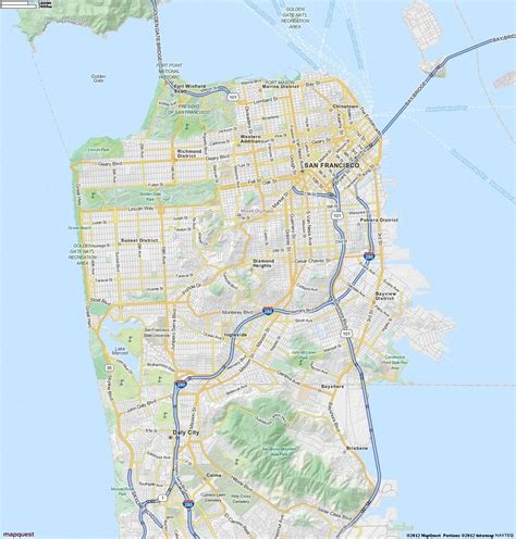 San Francisco Map Driving Directions Art