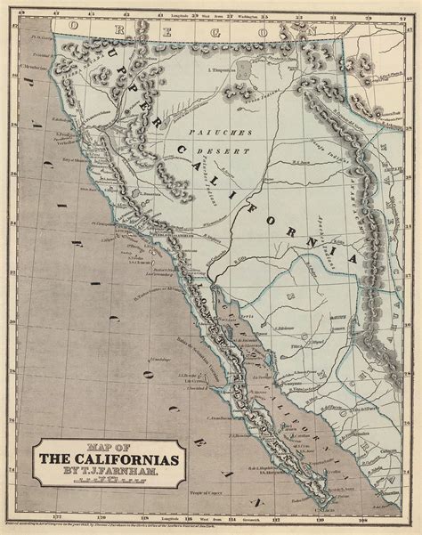 1845 California California Map Vintage Wall Art Historical Maps