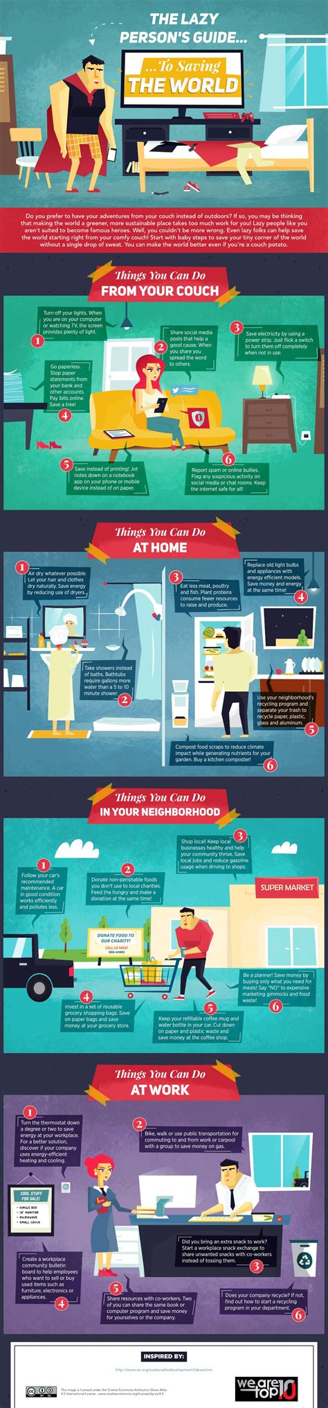Lazy Persons Guide To Saving The World Infographic Greener Ideal