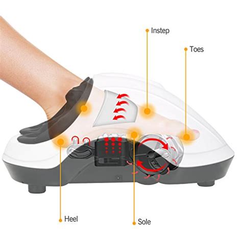 Quinear Foot Massager With Soothing Heat 6 Levels Air Compression Intensities Deep Shiatsu