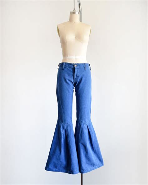 70s Bell Bottoms Vintage 1970s Low Rise Jeans Blue Hip Etsy Bell
