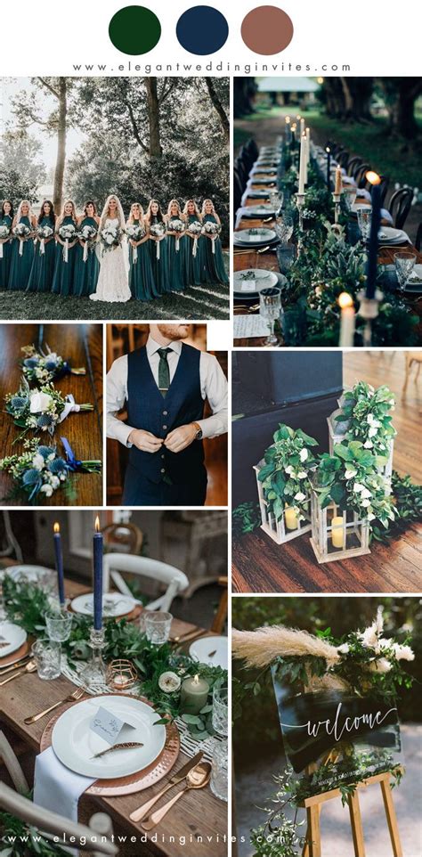 A Collage Of Photos With Green And White Wedding Colors In The Same