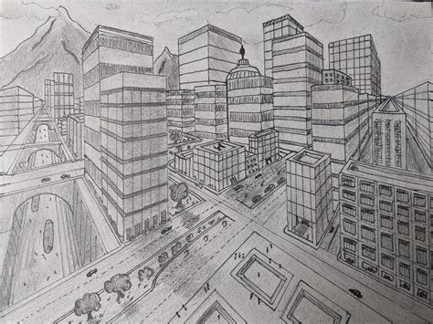 2 Point Perspective Drawing City Lamonica Barbour