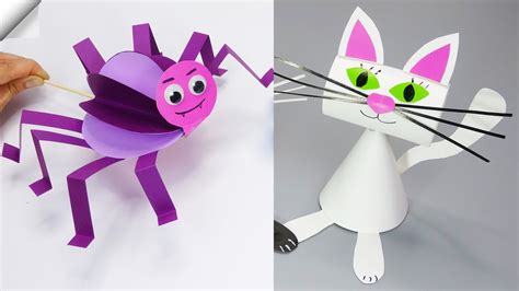 6 Cute Moving Paper Toys Easy Paper Crafts Youtube