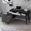 Modern Black L Shaped Desk With Drawers & Storage Rotatable Cabinet 