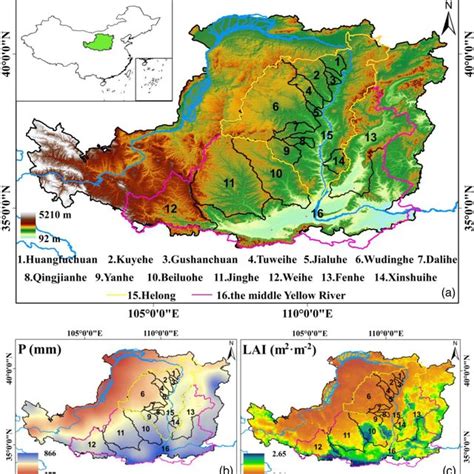 A Location Of The Loess Plateau And The 16 Selected Yellow River Download Scientific Diagram
