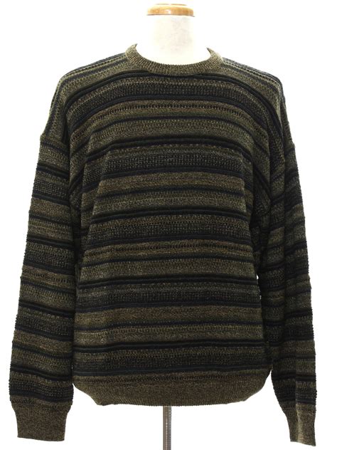 1980s Retro Sweater 80s Cambridge Classics Mens Khaki Green