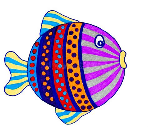 Drawing Of Cute Little Fat Fish Stock Illustration Illustration Of
