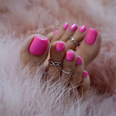 Footsie Galore On Instagram “💖 Soft As A Feather 💖 With My Sparkling Neon Pink Glitter Nails