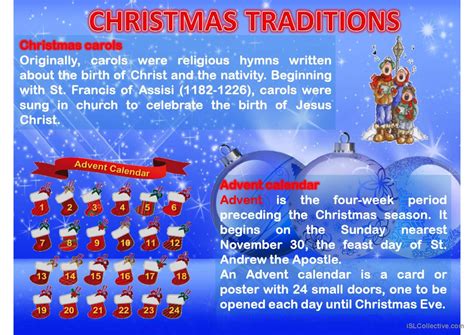 Christmas Traditions General Readin English Esl Powerpoints