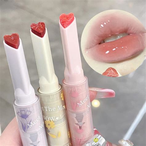 Florette Love Heart Shape Water Light Jelly Lipstick Solid Mirror Lip