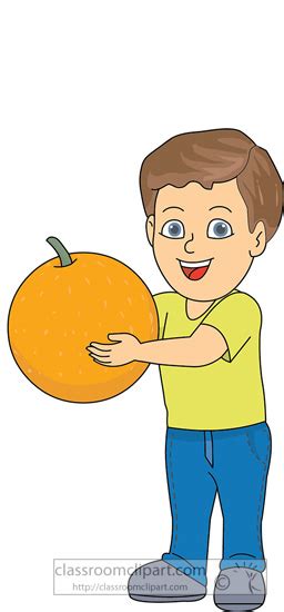 Fruits Clipart Boy Cartoon Character Holding Orange 1a Classroom