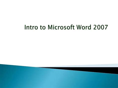 Ppt Intro To Microsoft Word 2007 Powerpoint Presentation Free
