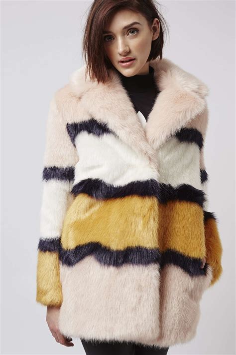 Faux Fur Colour Block Coat New In This Week New In Color Block