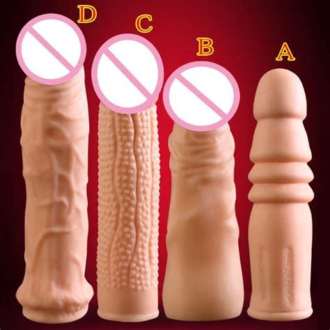 Enlarge Extension Penis Sleeve Extender Reusable Condoms Sex Toys For Men On The Dick Cock Cage