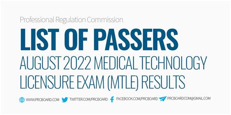 Mtle Result August Medtech Board Exam Passers