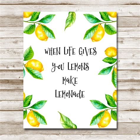When Life Gives You Lemons Make Lemonade Printable Wall Art Etsy