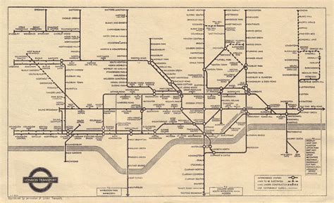 London Underground Tube Map Diagram Of Lines Harry Beck 1948 Old