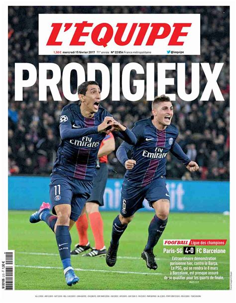 L'équipe (pronounced lekip, french for the team) is a french nationwide daily newspaper devoted to sport, owned by éditions philippe amaury. Une de L'Équipe datée du 15 février 2017