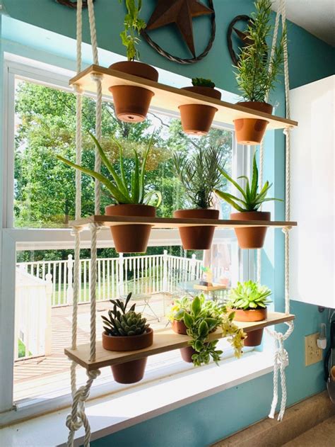 Hanging Plant Shelves 3 Tier Shelf Kitchen Window Shelf Etsy