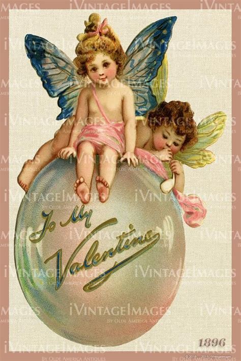 Victorian Valentine And Fairies 1896 01 Victorian Valentines Vintage