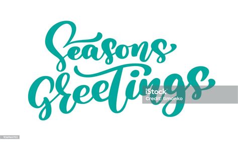 Seasons Greetings Text Calligraphy Vector Illustration Hand Drawn
