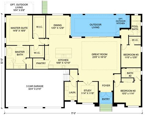 Plan 65654bs One Level Mediterranean House Plan With Split Bedrooms