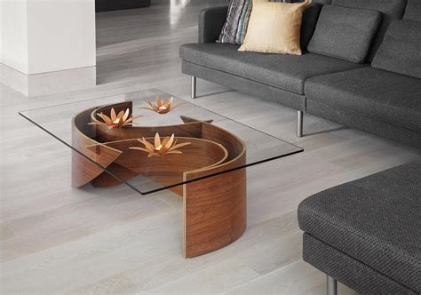 The Wave Coffee Table Combines Wood And Glass Into A Uniquely Modern