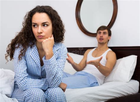 offended wife and angry husband during argue stock image image of bedroom nervous 238936969