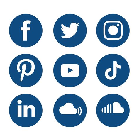 Classic Blue Round Social Media Icons Socialmediaicons