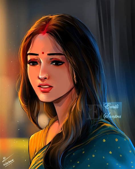 Digital Art Girl Digital Portrait Portrait Painting Indian