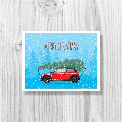 Red Mini Cooper Christmas Cards Single Card Or Boxed Set Funny Holiday