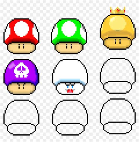 Super Mario Mushrooms Pixel Art Circle Hd Png Download X Pinpng