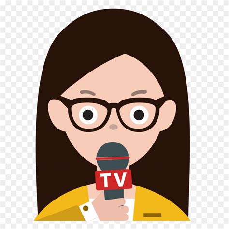 Cartoon News Reporter Woman