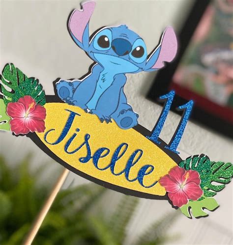 Stitch Cake Topper Stitch Topper With Name And Age Stitch Etsy