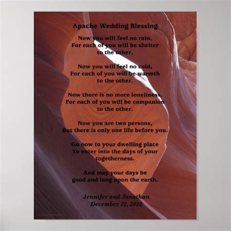 Apache Wedding Blessing Poster 11 X 14 Matte Zazzle