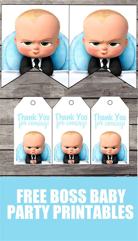 To make your own thank you tags, just click on the link below, then print them out on cardstock. FREE Boss Baby Birthday Party Printable Files | Banner | Invitations | Thank You Tags | Water ...