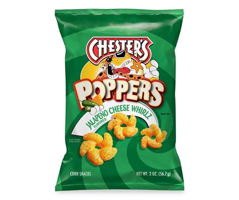 Chesters Poppers Jalapeno Cheese Whirlz Flavored Corn Snacks 2 Oz