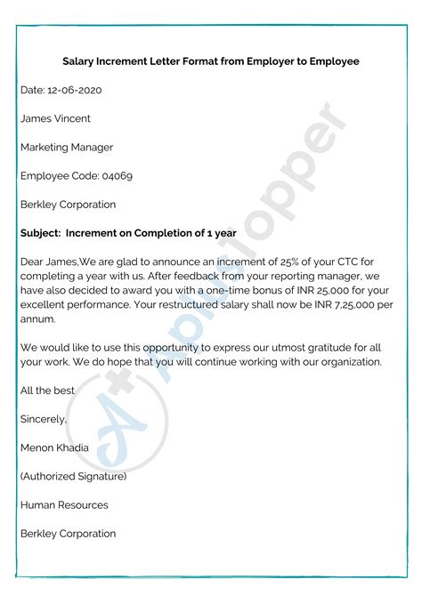 Sample Increment Letter Format Fresh Salary Increment Request Letter